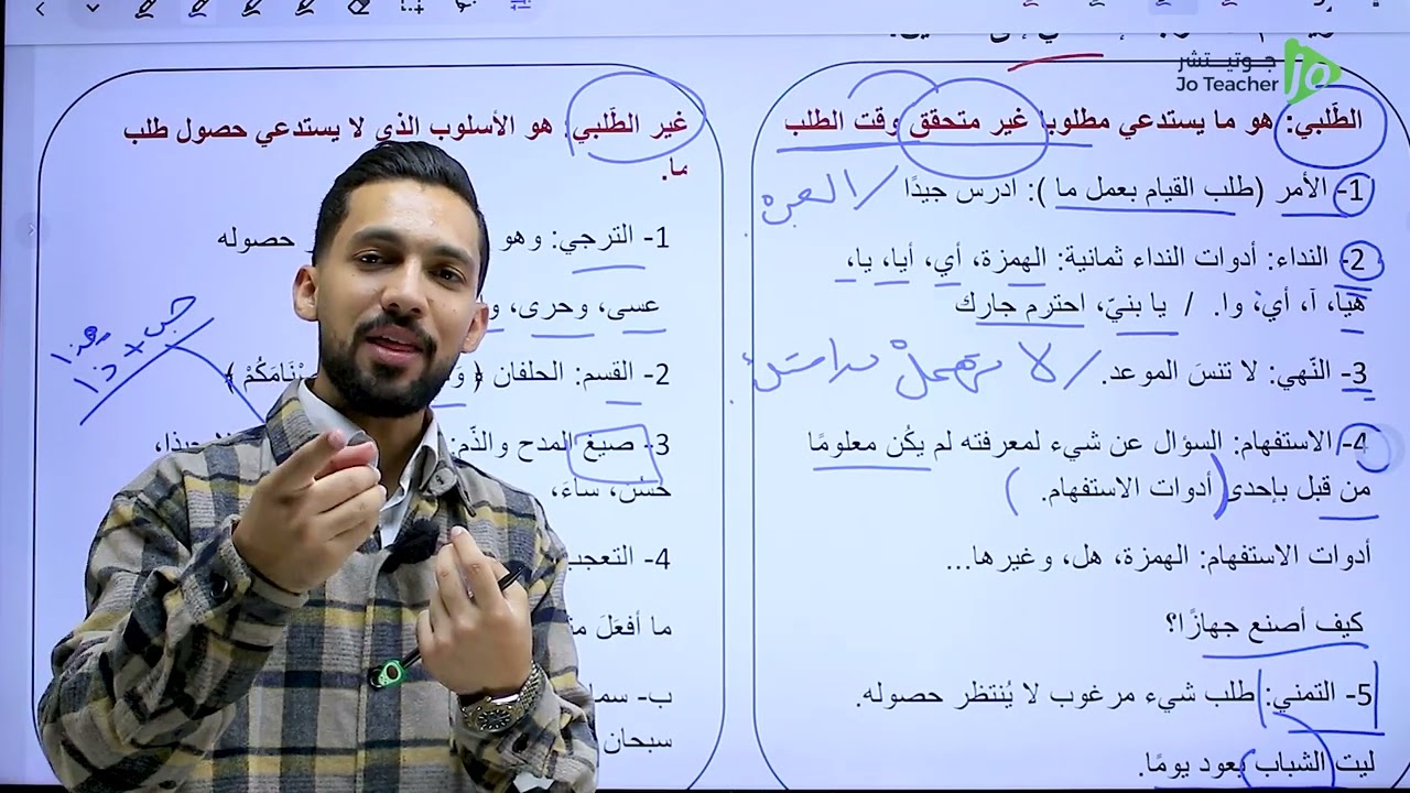 شرح الأسلوب الإنشائي ( الطلبي / غير الطلبي ) الصف العاشر أ.فارس التلاوي