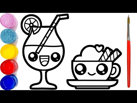 Video Vẽ tranh Ly nước và ly kem dễ thương ???? How To Draw... - youtube