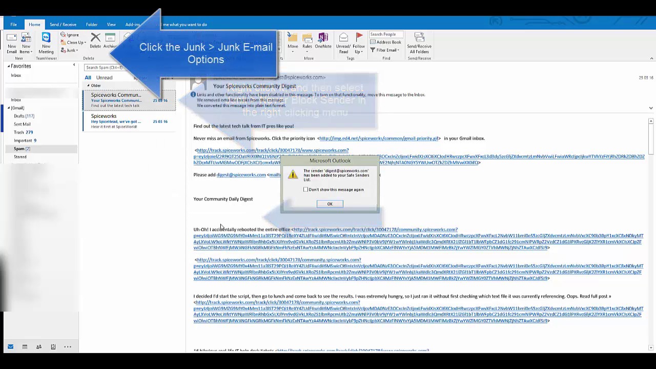 Como posso mover e-mails para Spam? - Suporte da Microsoft