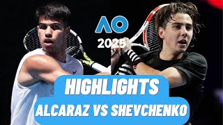 Carlos Alcaraz vs Alexander Shevchenko Extended Highlights AO 2025 Round 1 Set  1 (HD)