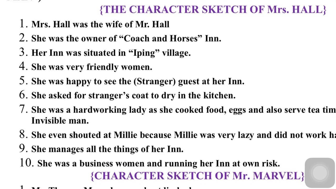 The Invisible Man Character Sketch of All Characters  THE INVISIBLE MAN  GUIDE  PDF  The Invisible Man