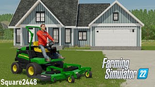 Lawn Care At NEW House! (John Deere Mower) | FS22 Landscaping