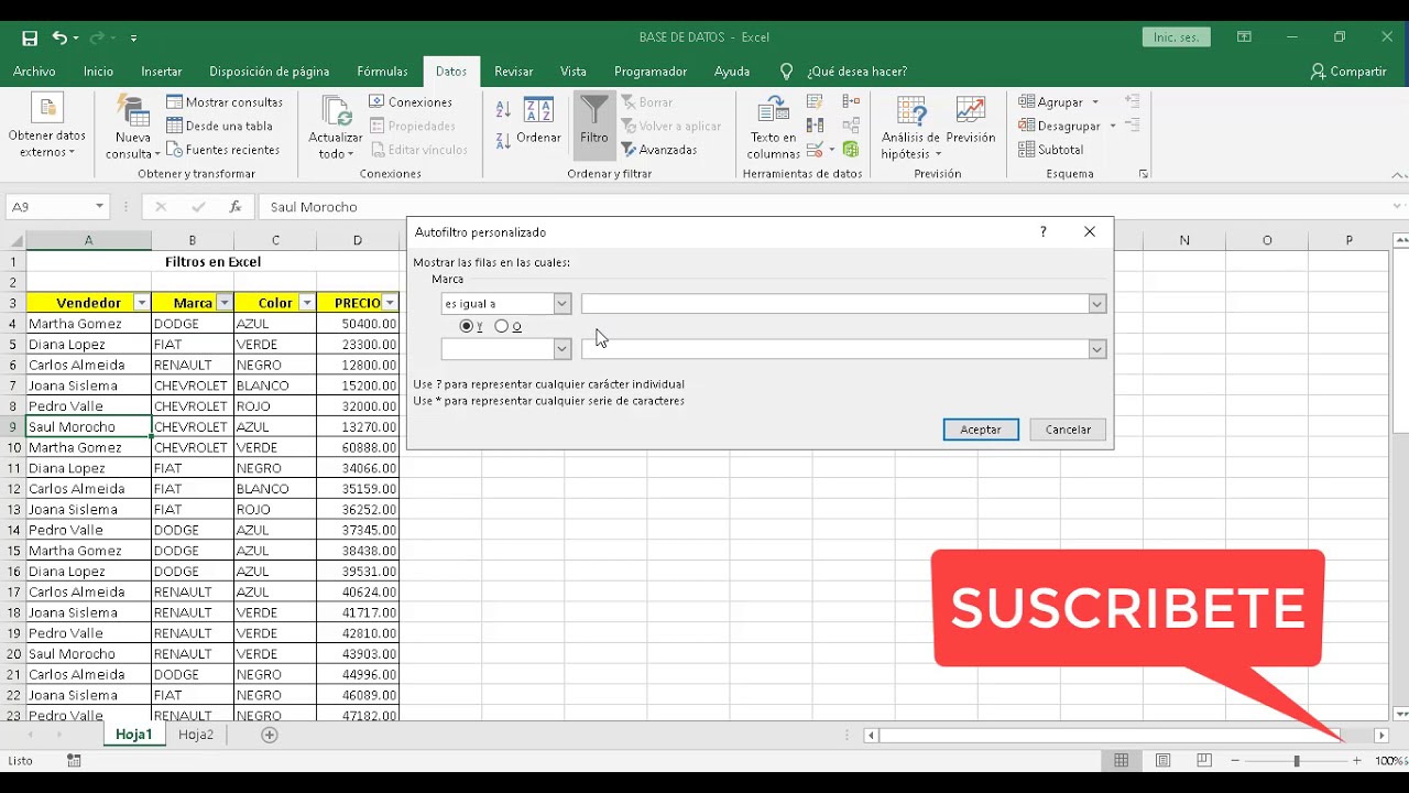 Filtros en Excel - YouTube