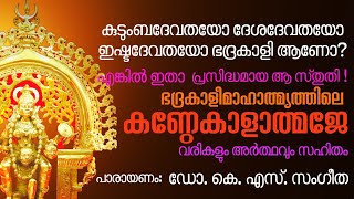 ഭദ്രകാളീമാഹാത്മ്യത്തിലെ അതിദിവ്യമായ സ്തുതി. A divine Bhadrakali stotra. Dr. K S Sangeetha.#dakshina