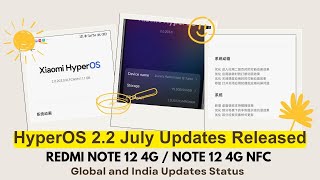 Redmi Note 12 4G Nfc Hyperos 2.2 Global And India Update Status, Os2.0.203.0 Released