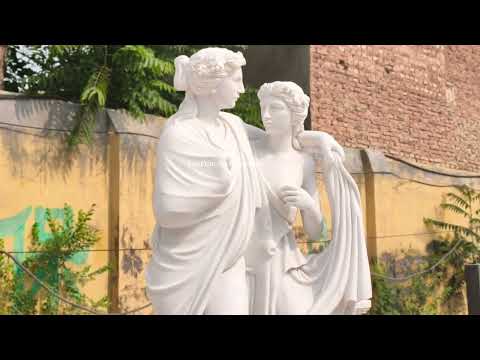 Marble Dionysos and Maenad sculpture