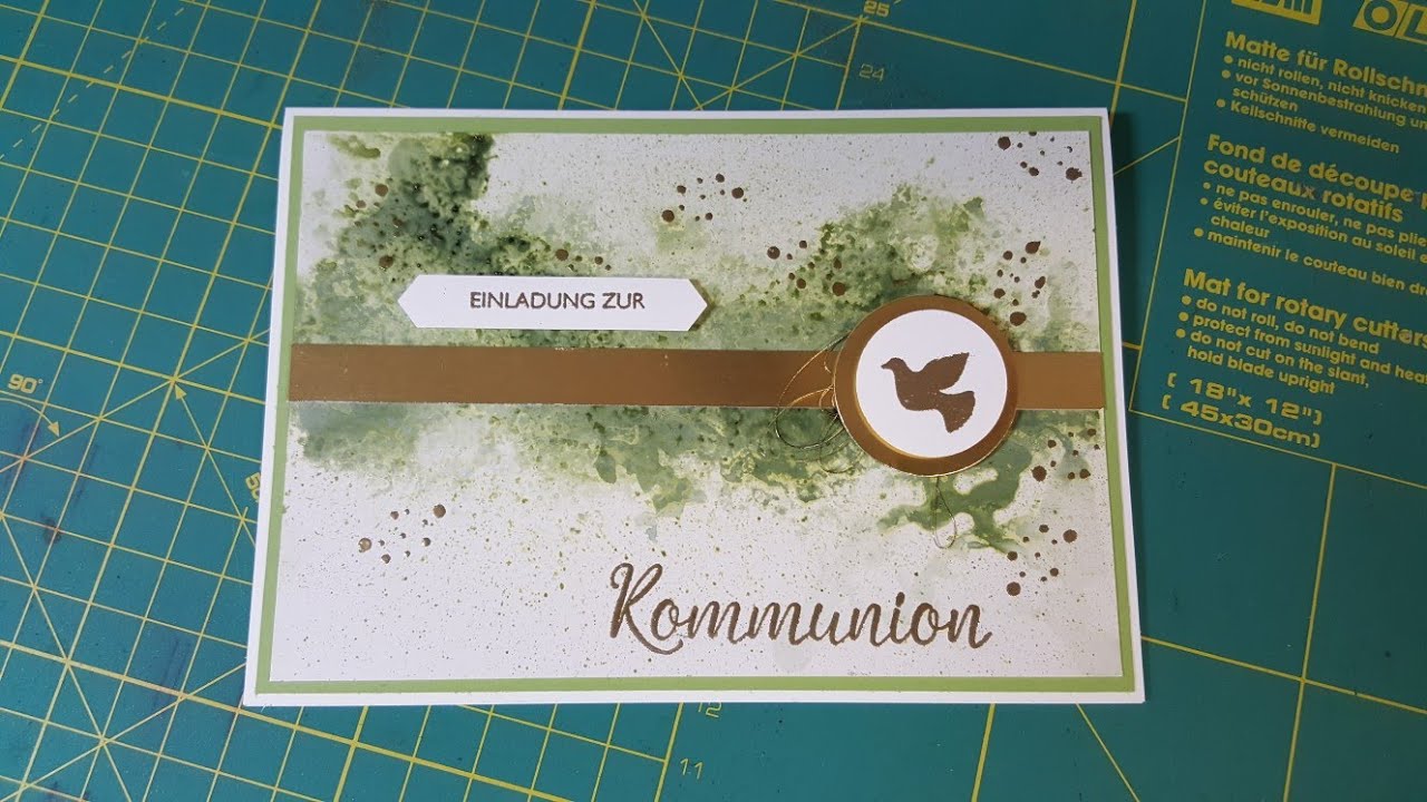 Einladung zur Kommunion mit Aquarellhintergrund