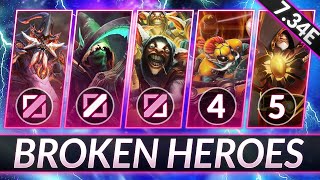 4 MOST BROKEN HEROES in EVERY ROLE - CLIMB MMR FAST in 7.34E - Dota 2 Meta Guide