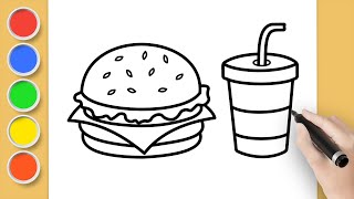 How to Draw Burger Menu - Easy Drawings for Beginners