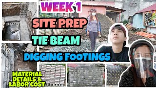 SITE PREP, DIGGING FOOTINGS, PLACING THE TIE BEAM | HOUSE CONSTRUCTION PHILIPPINES STEP BY STEP|Baid