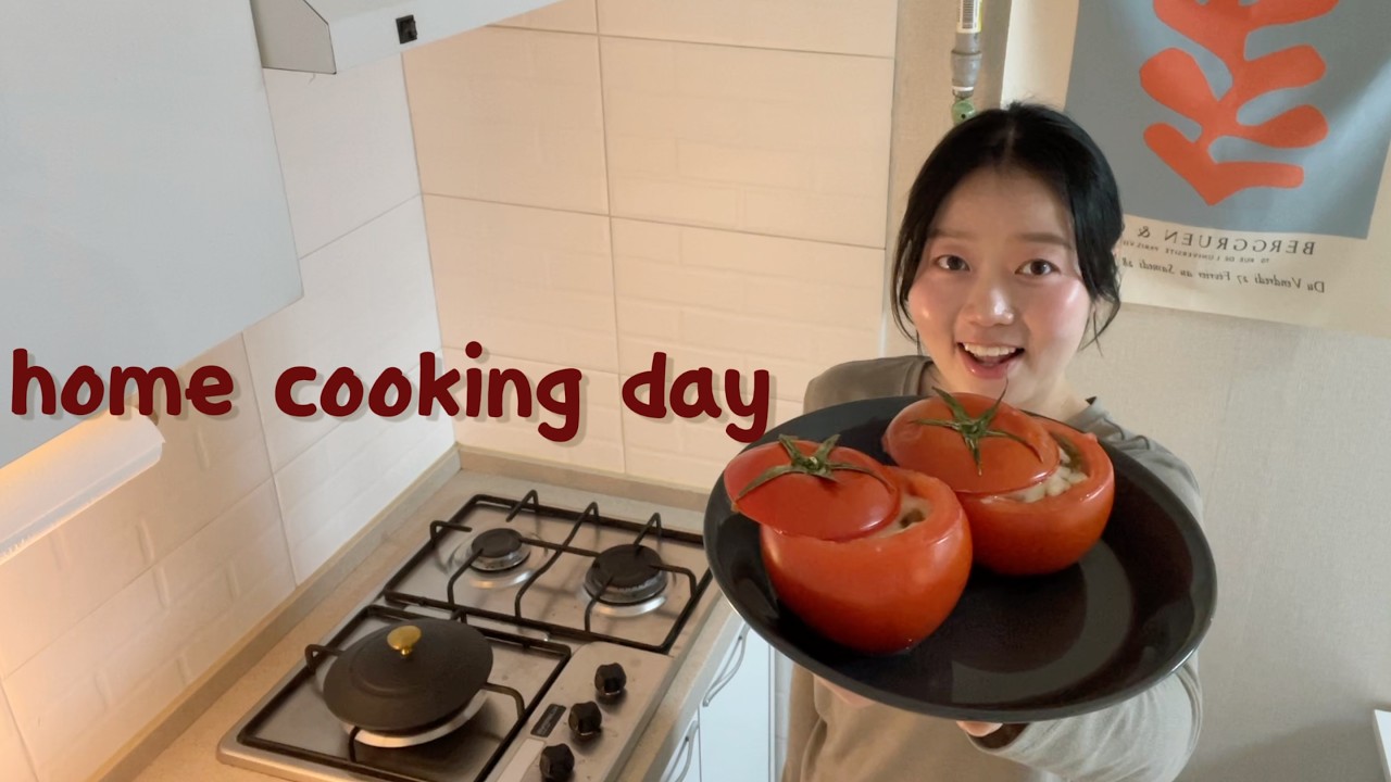 A Weekend Cooking at Home 🍅 | Stuffed Tomatoes & Mushroom Hamburg