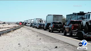 NB 15 Freeway reopens between Barstow and Baker after fiery crash involving semitruck
