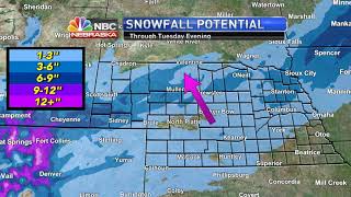A look at expected snowfall totals through Tuesday afternoon
