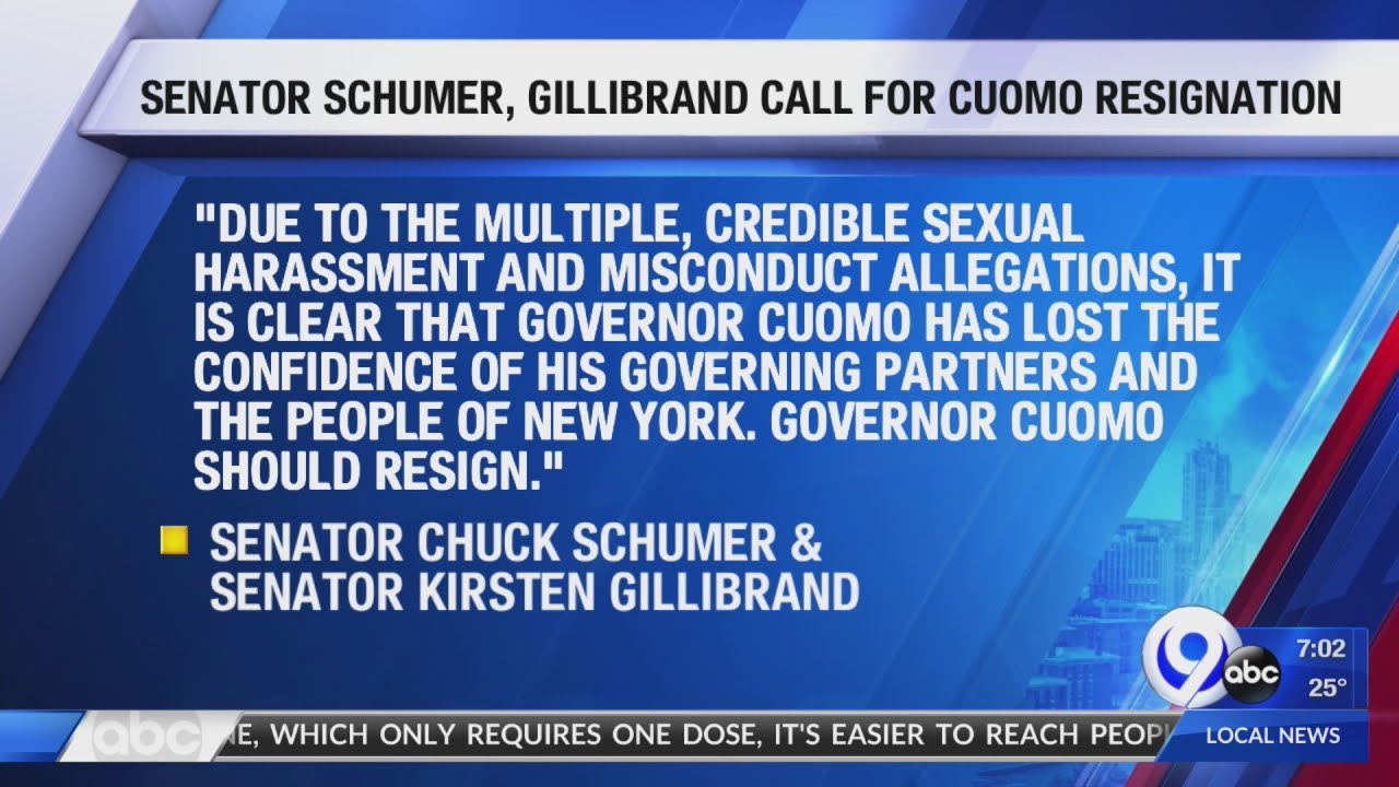 Senate Majority Leader Schumer and Senator Gillibrand call for Cuomo to resign
