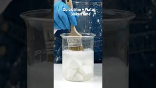 Quick lime + Water Forms Slaked lime + CO2 forms Calcium carbonate| Chemical reaction class 10