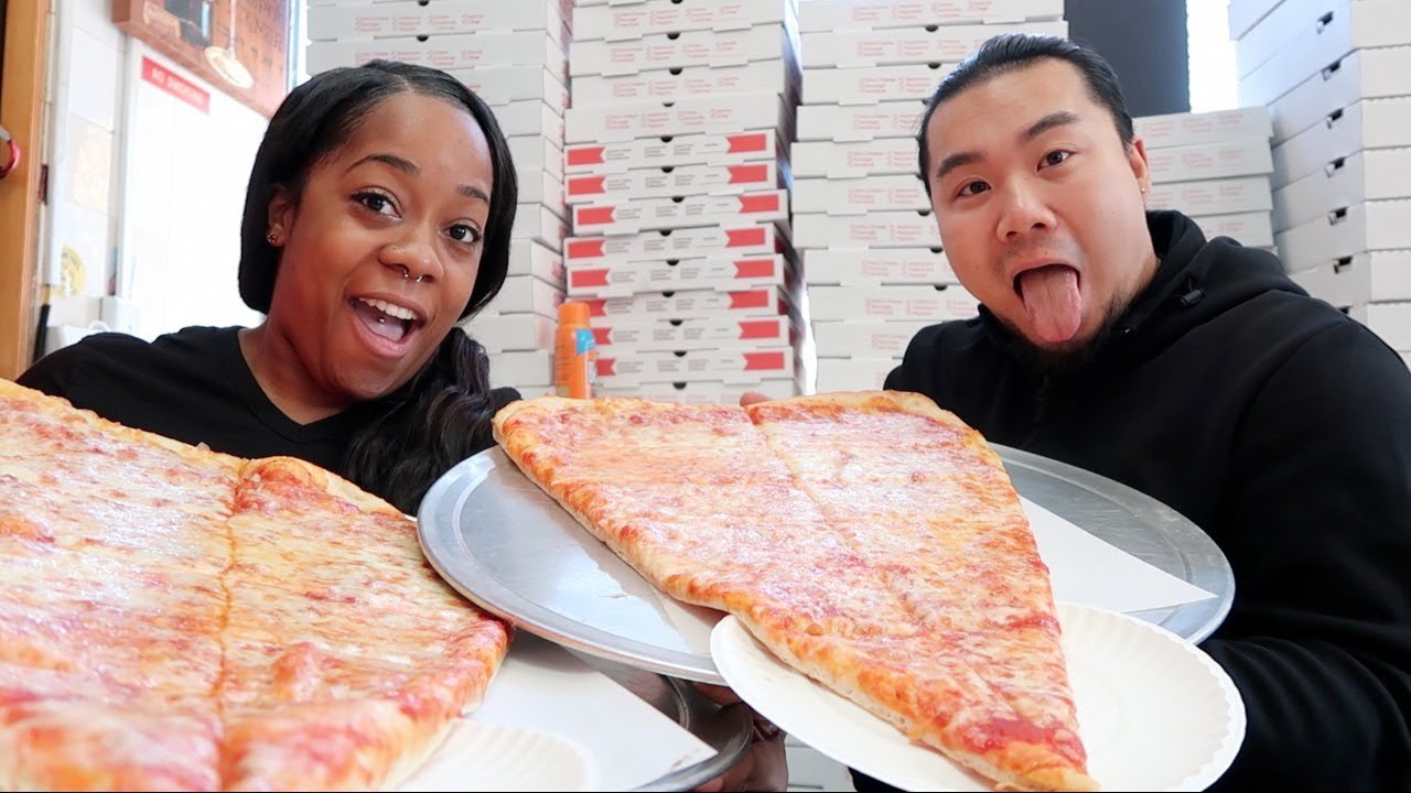 World's Biggest Pizza Slice Challenge!! - YouTube