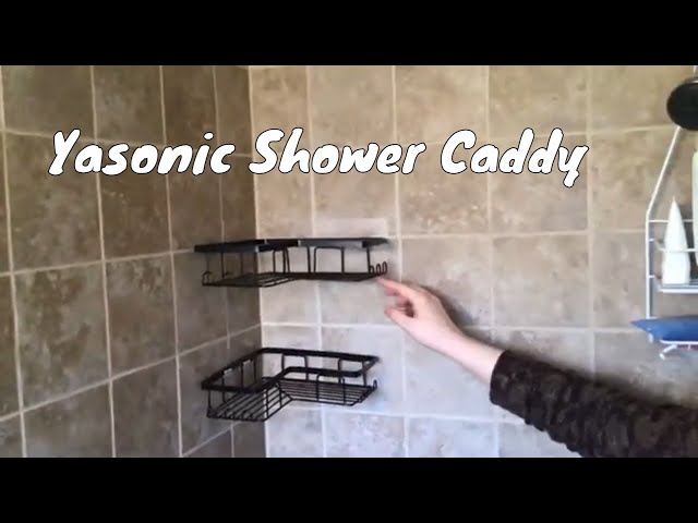 YASONIC Corner Adhesive Shower Caddy, with Soap Holder and 12