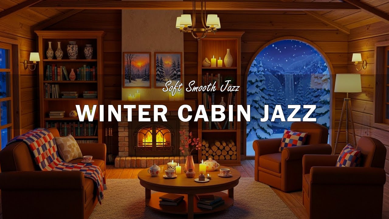 Winter Cabin Jazz Ambience ❄️ Soft Smooth Jazz, Crackling Fire & Snowfall for Mind Relaxation