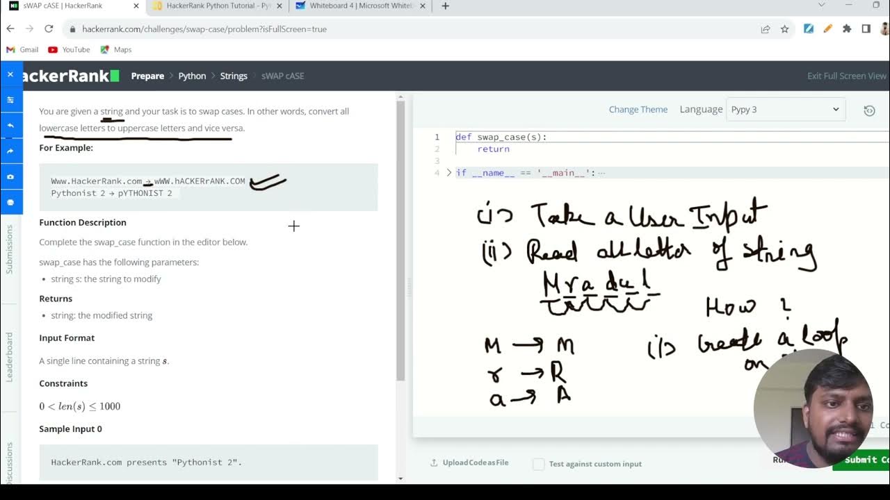 Hackerrank solution python swap case 2 youtube