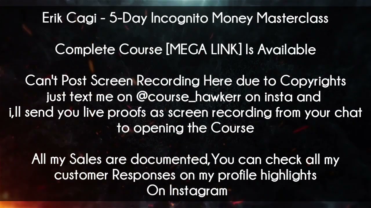 Erik Cagi - 5-Day Incognito Money Masterclass Download