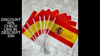 Spain Flags 14x21cm Handheld National Spanish Flag With Flagpole   with Plastic Flagpole hand waving