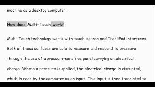 What is the multi touch technology?  multi touch technology explained