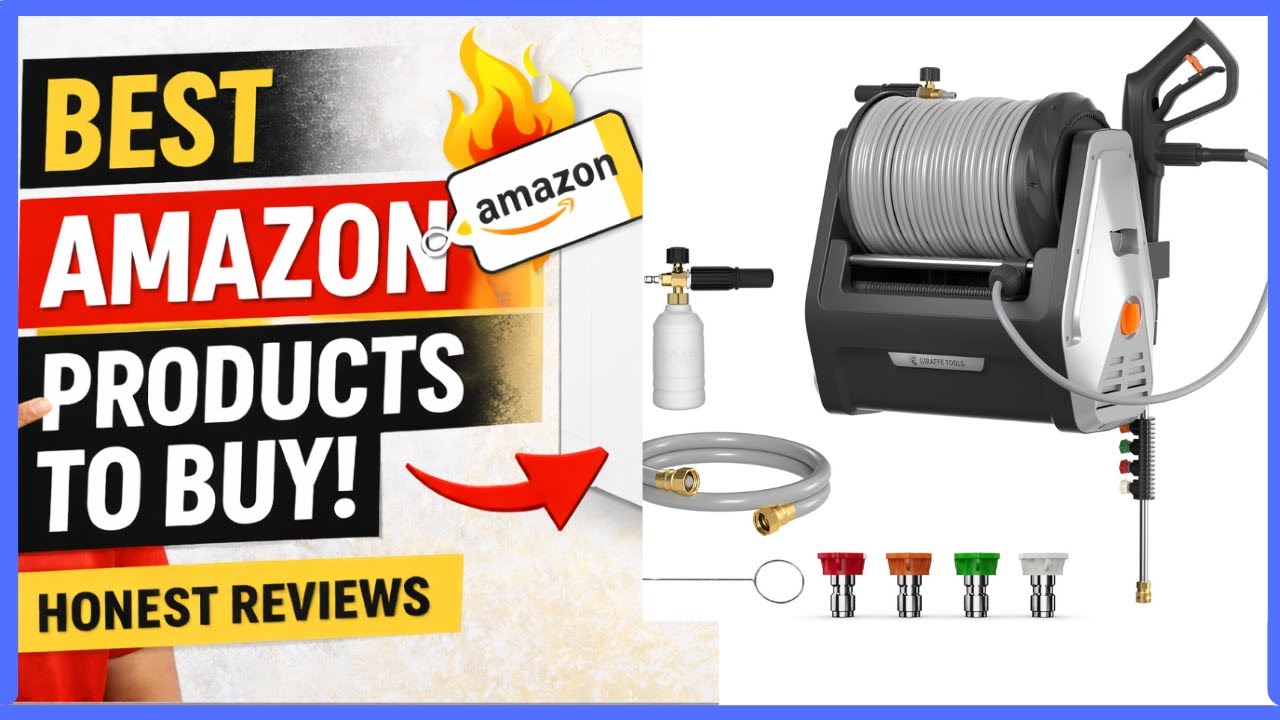 Giraffe Tools Wall Mounted Pressure Washer with 100ft Detachable Hose, Max 2900 PSI 2.2 GPM Electr