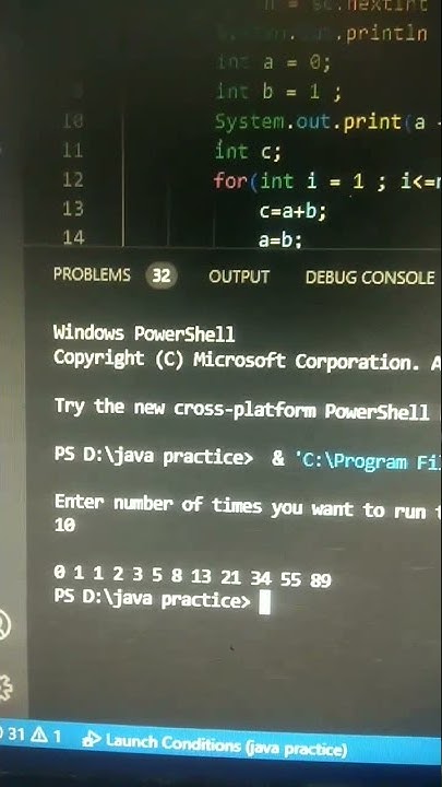 Codes to create a Fibonacci series in java - YouTube
