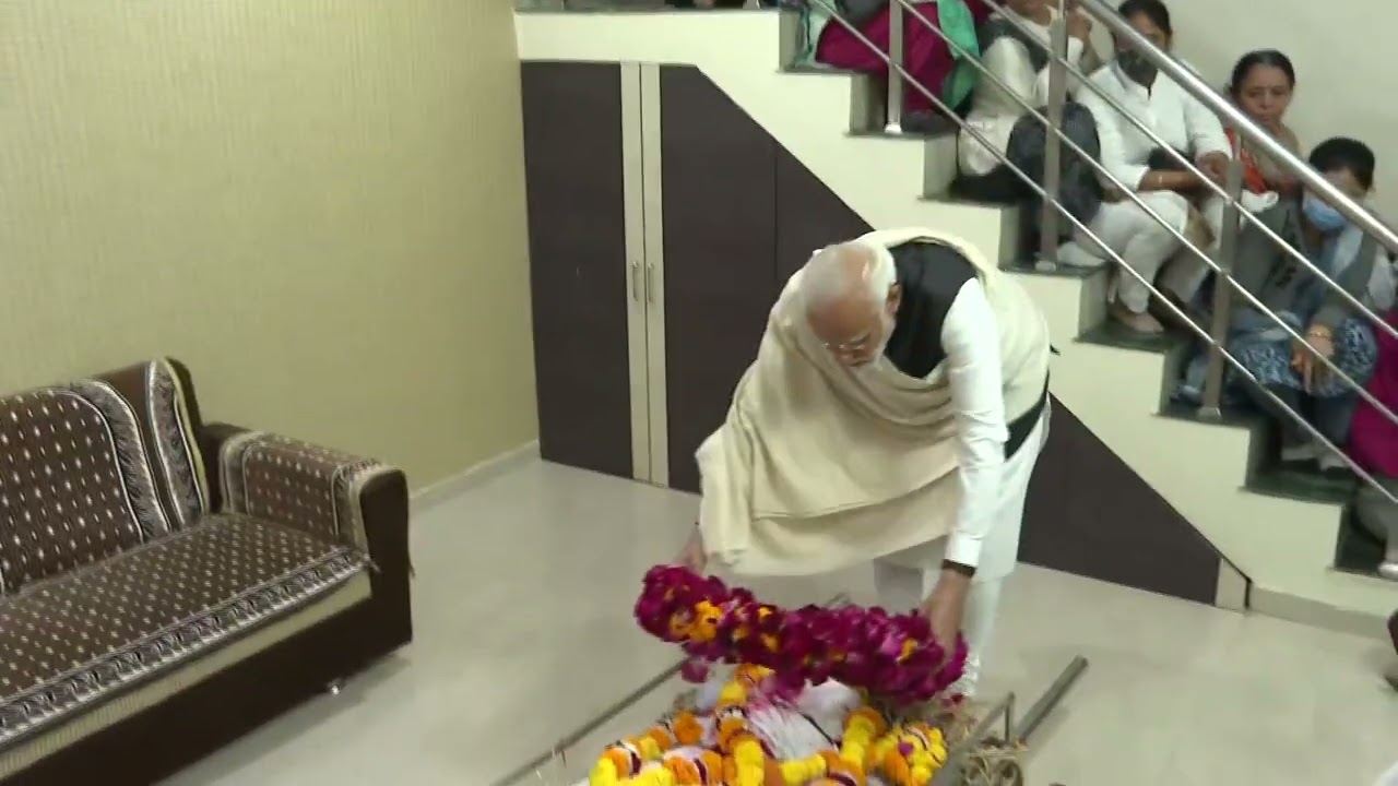 PM Modi pays respect to his mother Heeraben Modi at Gandhinagar residence