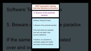 SOFTWARE TESTING : Seven Software Testing Principles : Pesticide paradox