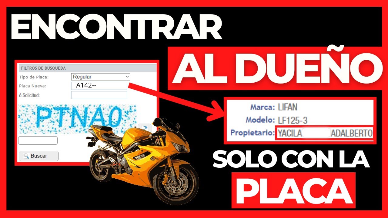 ¿Cómo SABER quien es el DUEÑO de una MOTO por su NÚMERO DE PLACA