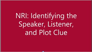 NRI Identifying Speaker Lister Plot Clue