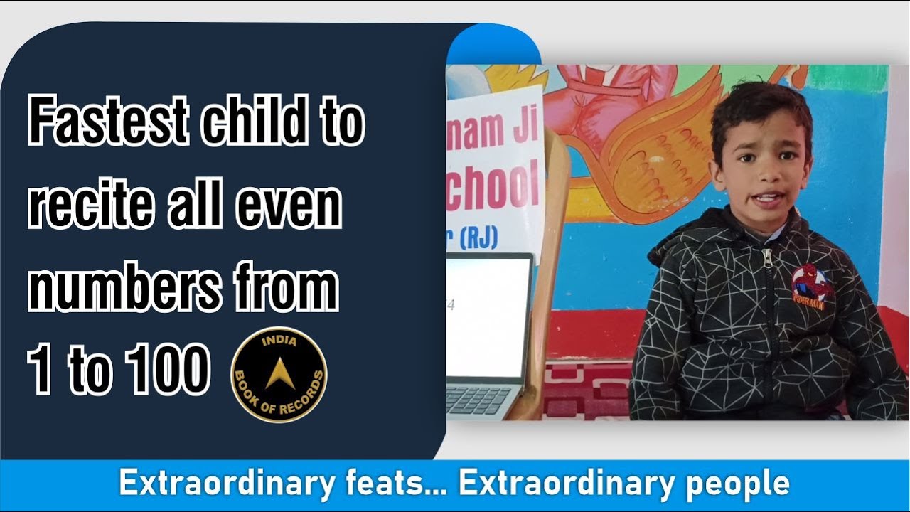 Fastest child to recite all even numbers from 1 to 100 - YouTube