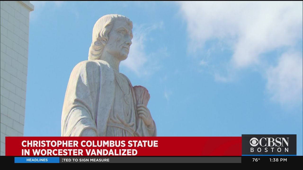 Red Paint Dumped On Christopher Columbus Statue In Worcester