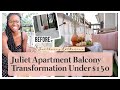 Small Juliet Balcony Transformation under $150 |RENTER FRIENDLY IDEAS|DIY Patio Table + Decor Haul