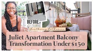 Small Juliet Balcony Transformation under $150 |RENTER FRIENDLY IDEAS|DIY Patio Table + Decor Haul