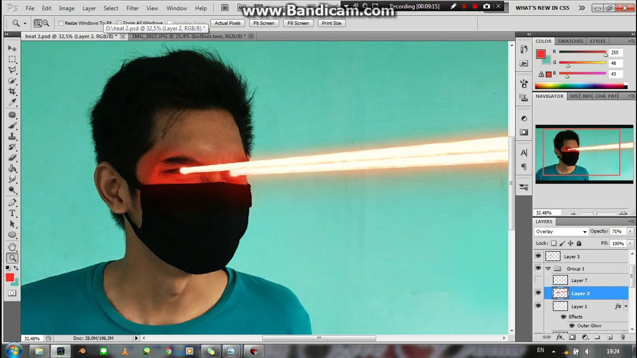 Tutorial Photoshop Heat Vision Laser | Mata Superman / Cyclops