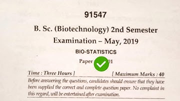 Mdu BSc Biotech 2nd Sem Biostatistics Question Paper 2021