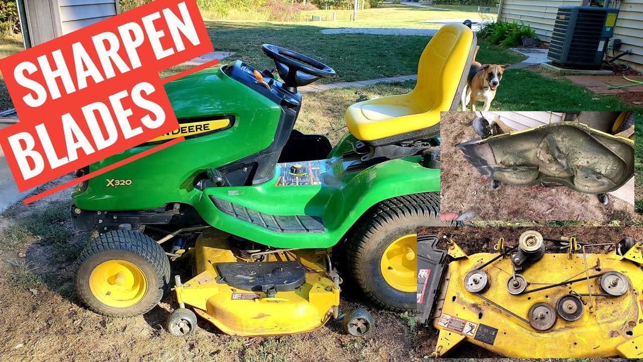 John Deere X320 How To Remove And Sharpen Mower Blades Mower Deck Maintenance Grease