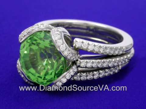 Grossular Garnet and Diamond Ring 7.37-carat