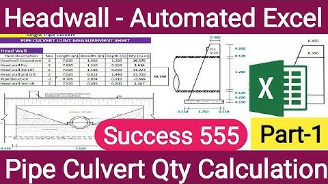 Headwall Quantity Calculation - Pipe Culvert - Automated Excel