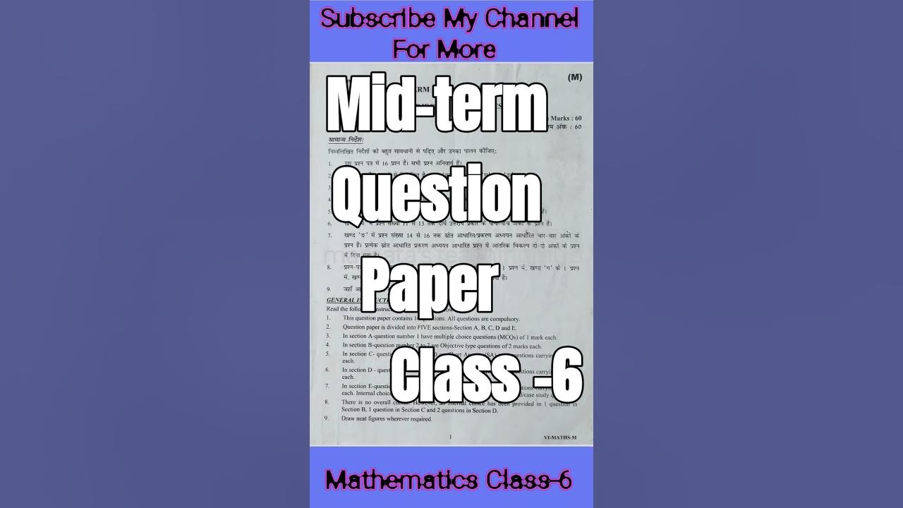 Class6 Hindi MidTerm Question Paper (202324) ncert class6hindi