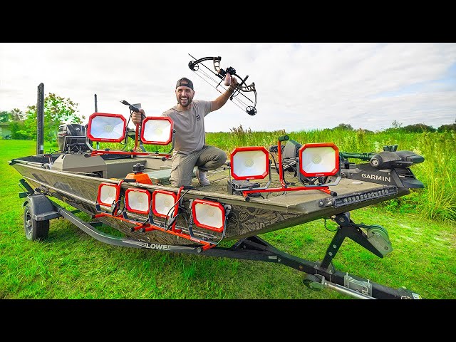 Homemade BOWFISHING Boat Setup Ultimate CHEAT CODE!!! (50,000 lumens)  *inexpensive* 