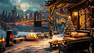 Happy New Year 2024 with Smooth Jazz Instrumental Music & Fireworks Sounds🎉Cozy Coffee Shop Ambience screenshot 4