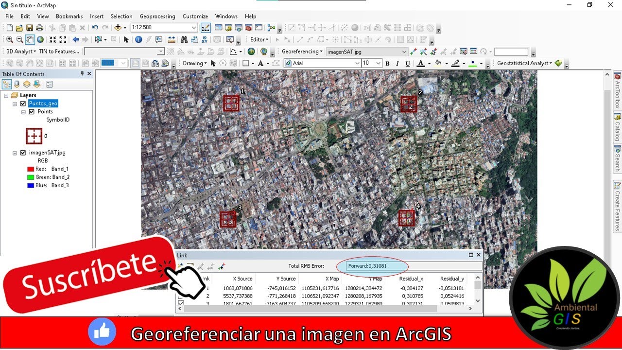 Como georeferenciar una imagen satelital en ArcGIS - YouTube