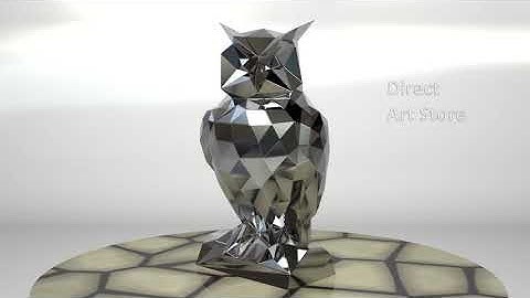 Template for DIY metal sculpture, Pattern of Owl low poly model in DXF and PDF Format Blueprints