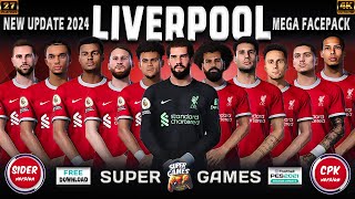 LIVERPOOL Mega Facepack Season 23/24 (27 Players) PES 2021 (SIDER ◆ CPK) ⚽ أحدث أوجه ليفربول 2024