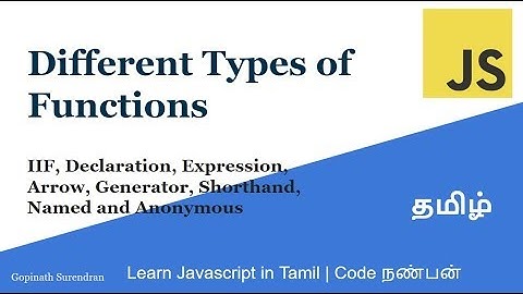 12) Different Types of Functions | Learn Javascript in Tamil | Code Nanban