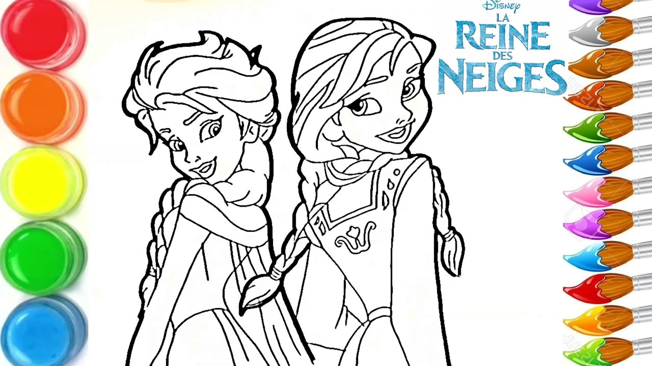 Dessin et coloriage Reine des Neiges Elsa et Anna/ draw and color Gros en  #TT94 