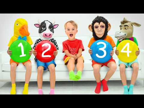 Cinco pequenos Mikes brincam de esconde-esconde com o tio